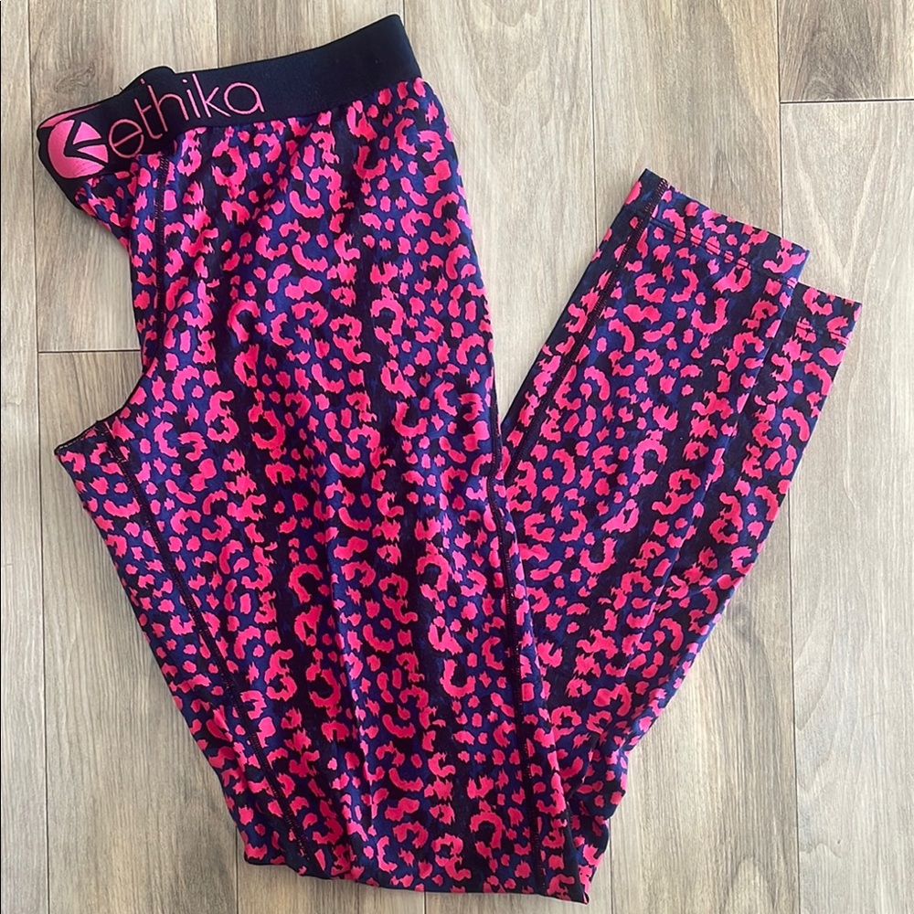 Ethika Vibrant Pink and Navy Leopard Leggings